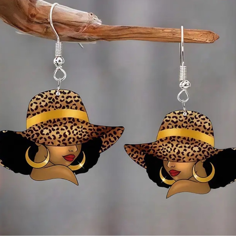 Leopard Print Afrocentric Earrings
